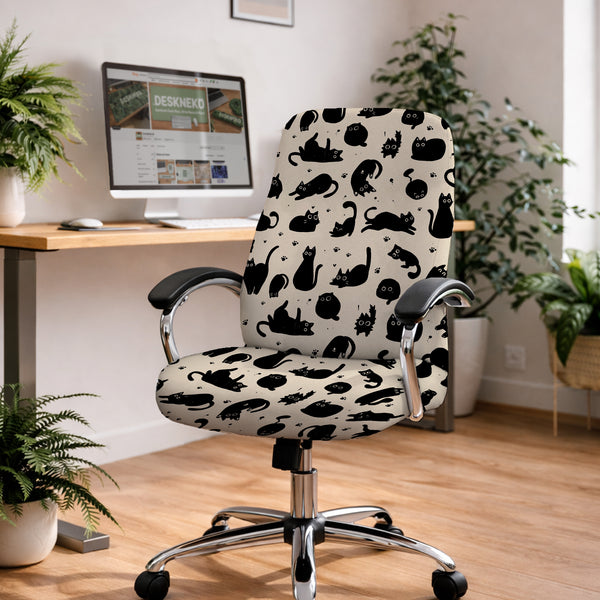 Black Cat Desk Chair Cover - Chair Covers - Deskneko - Desk Chair Covers