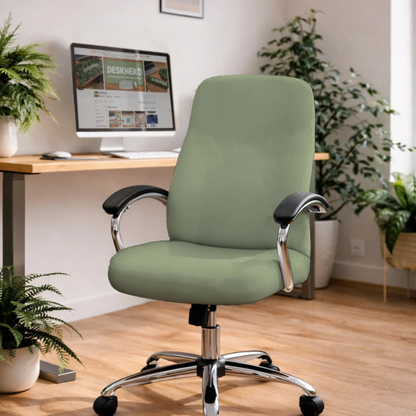 Soft Sage Green Office Chair Cover - Deskneko
