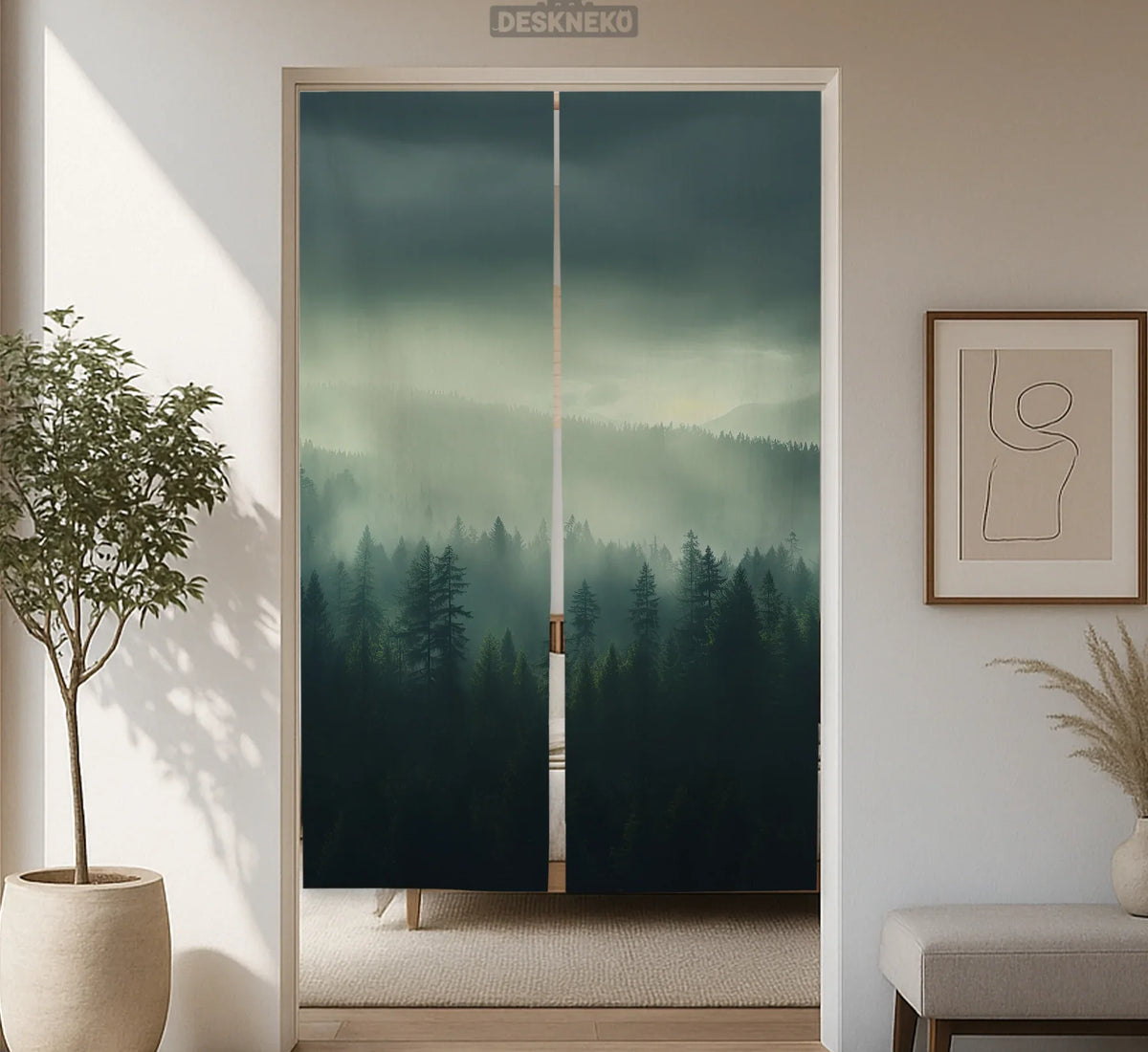Misty Forest Noren Door Curtain - Deskneko