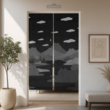 Cute Cat Mountains Noren Curtain - Noren Door Curtain - Deskneko - Noren Door Curtains