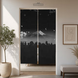 Black Mount Fuji Noren Curtain - Noren Door Curtain - Deskneko - Noren Door Curtains