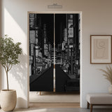 Black Tokyo Street Noren Curtain - Noren Door Curtain - Deskneko - Noren Door Curtains