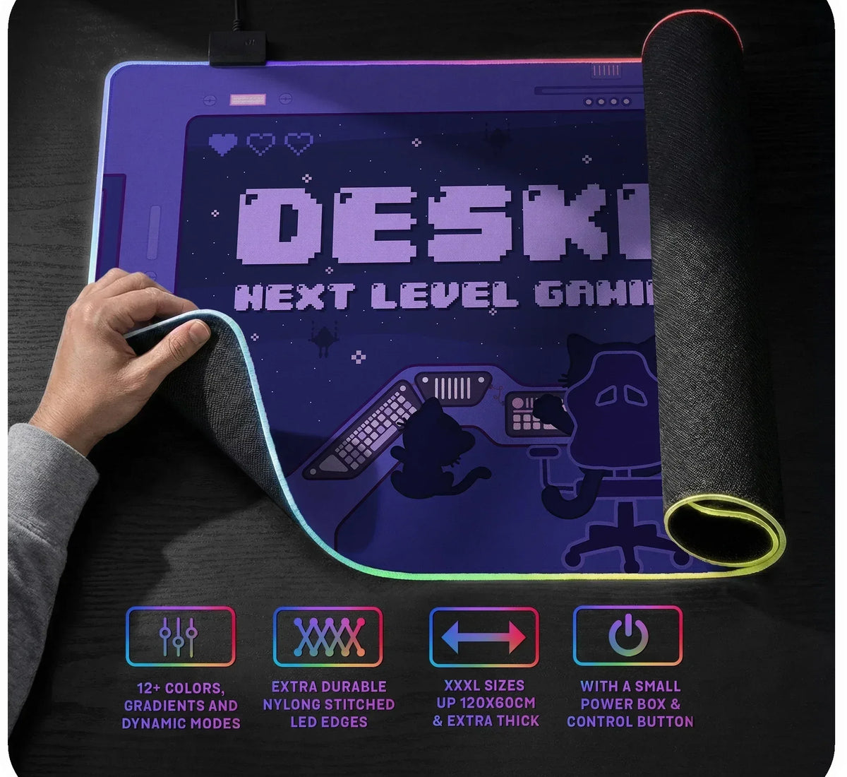 Samurai Red Moon Desk Mat Mousepad - Deskneko