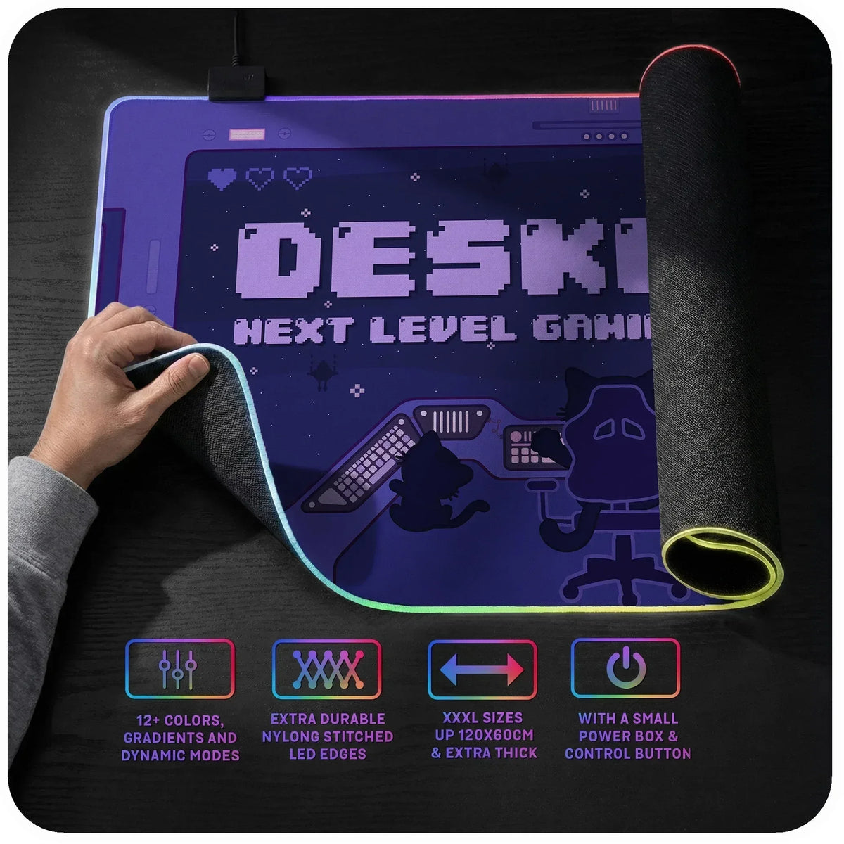 Samurai Red Moon Desk Mat Mousepad - Deskneko
