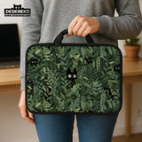 Botanical Cat Laptop Sleeve & Bag, Forest Green Aesthetic Case - Deskneko