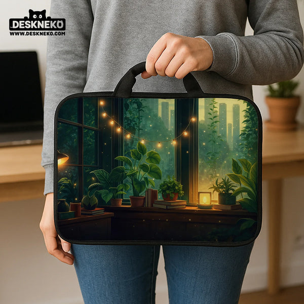 Cozy Green Window Laptop Sleeve & Bag - Deskneko