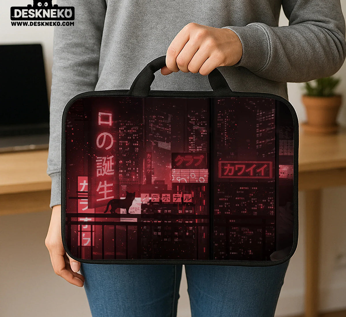 Red Cyberpunk Laptop Sleeve & Bag - Deskneko