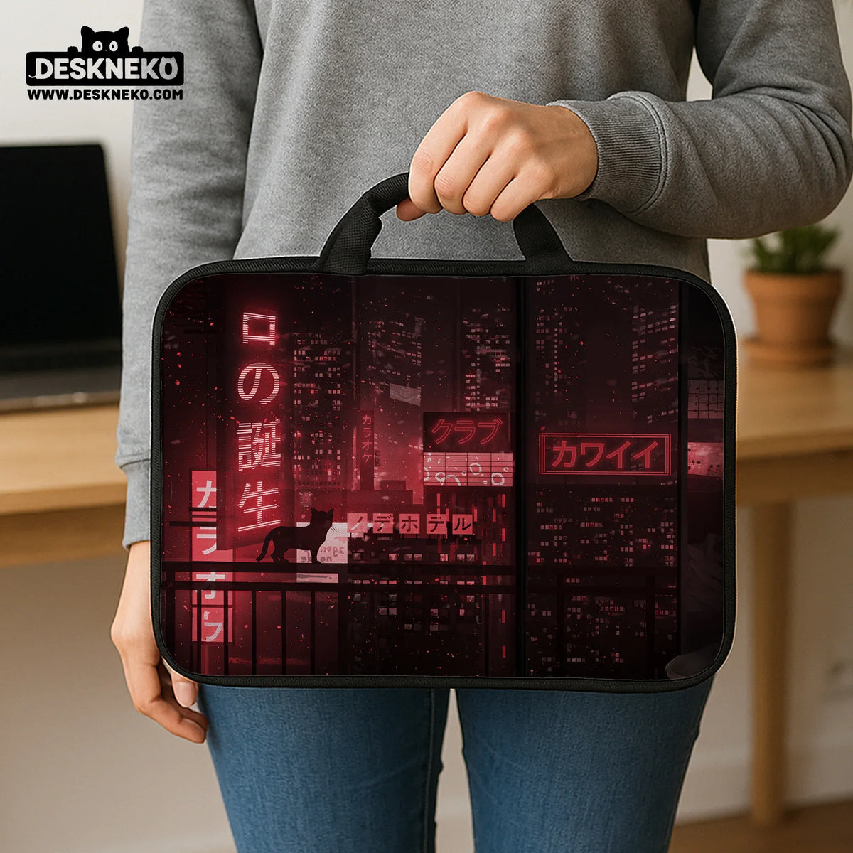 Red Cyberpunk Laptop Sleeve & Bag - Deskneko