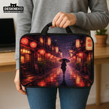 Lofi Anime Laptop Sleeve & Bag Japanese Rainy Street Aesthetic - Deskneko