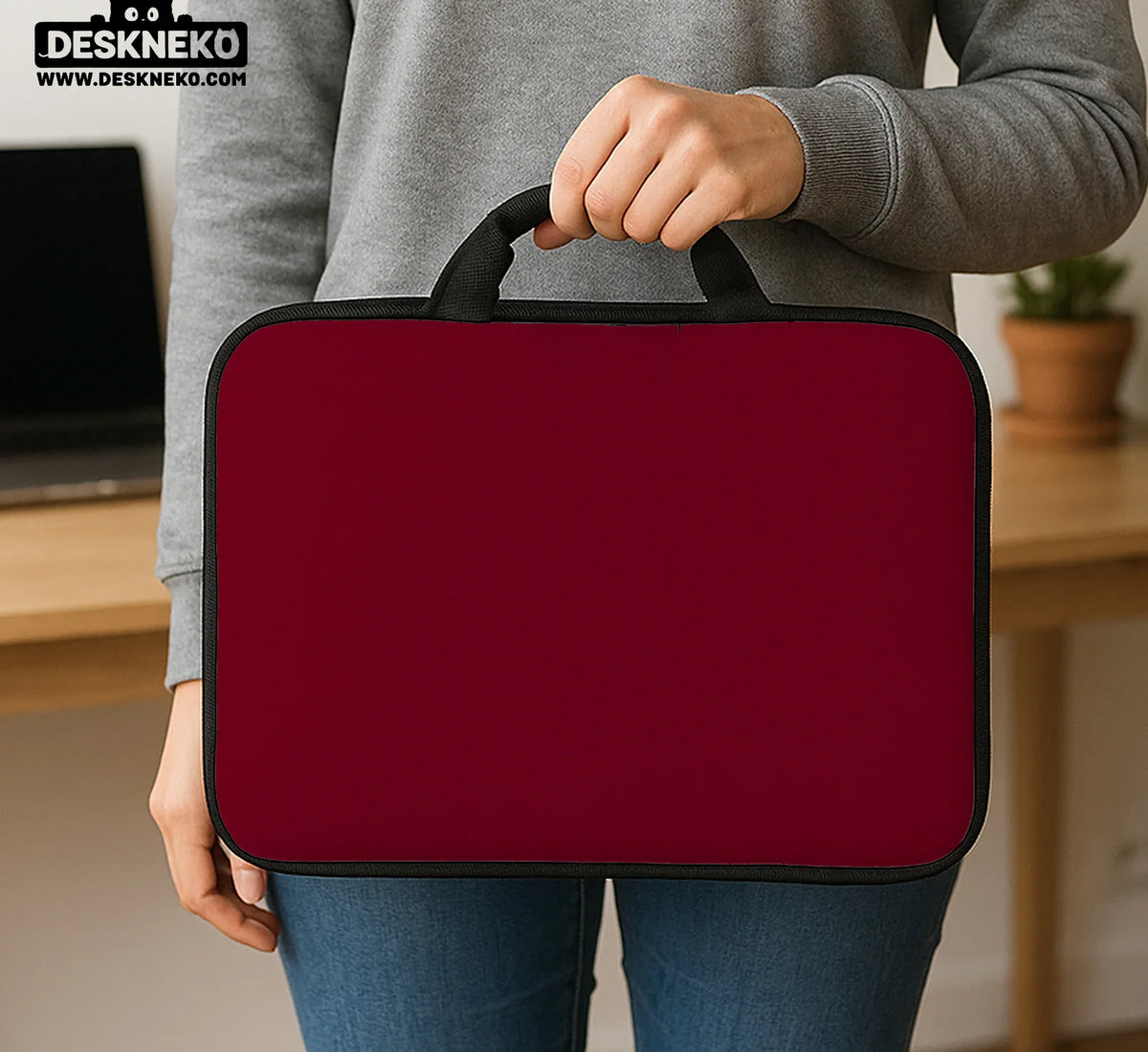 Burgundy Laptop Sleeve & Bag for MacBook and Notebooks - Deskneko