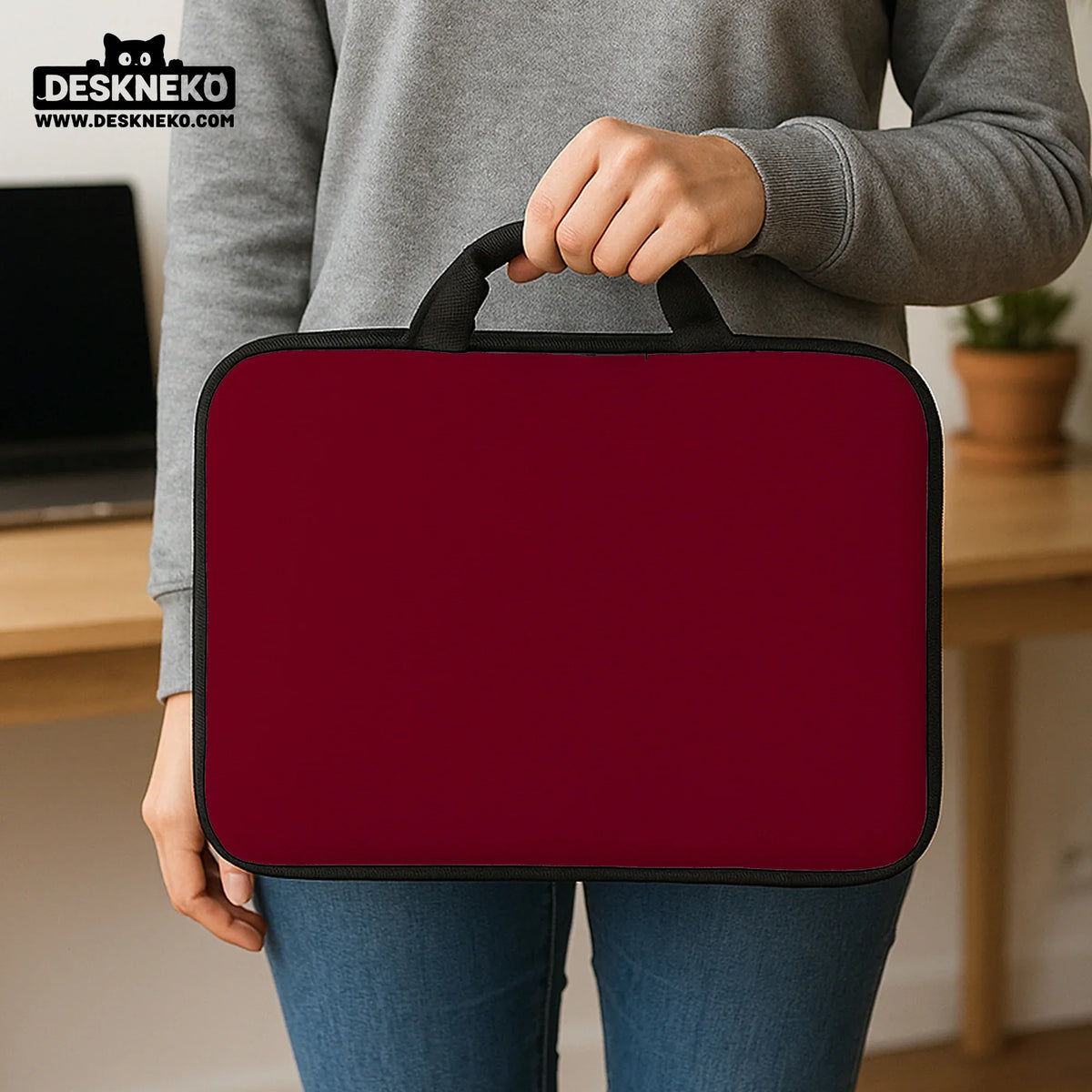 Burgundy Laptop Sleeve & Bag for MacBook and Notebooks - Deskneko
