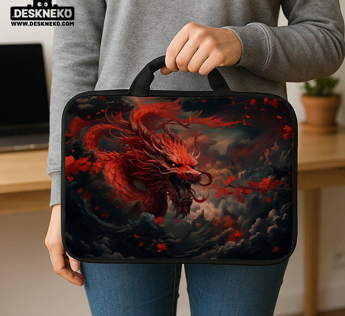 Red Dragon Laptop Sleeve & Bag - Deskneko