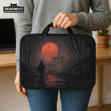 Samurai Red Moon Laptop Sleeve & Bag with Handle and Shoulder Strap - Deskneko