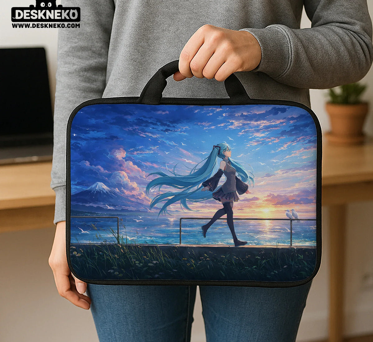 Blue Anime Laptop Sleeve with Handle - Deskneko