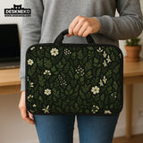 Botanical Laptop Sleeve & Bag with Dark Green Floral Pattern - Deskneko