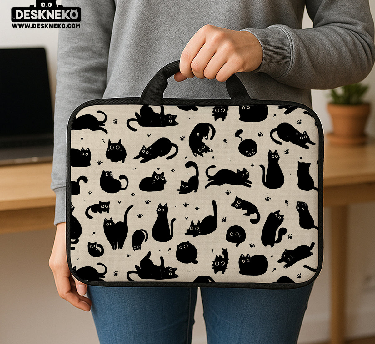 Cat Pattern Laptop Sleeve - Laptop Sleeve - Deskneko - Laptop Sleeves & Bags