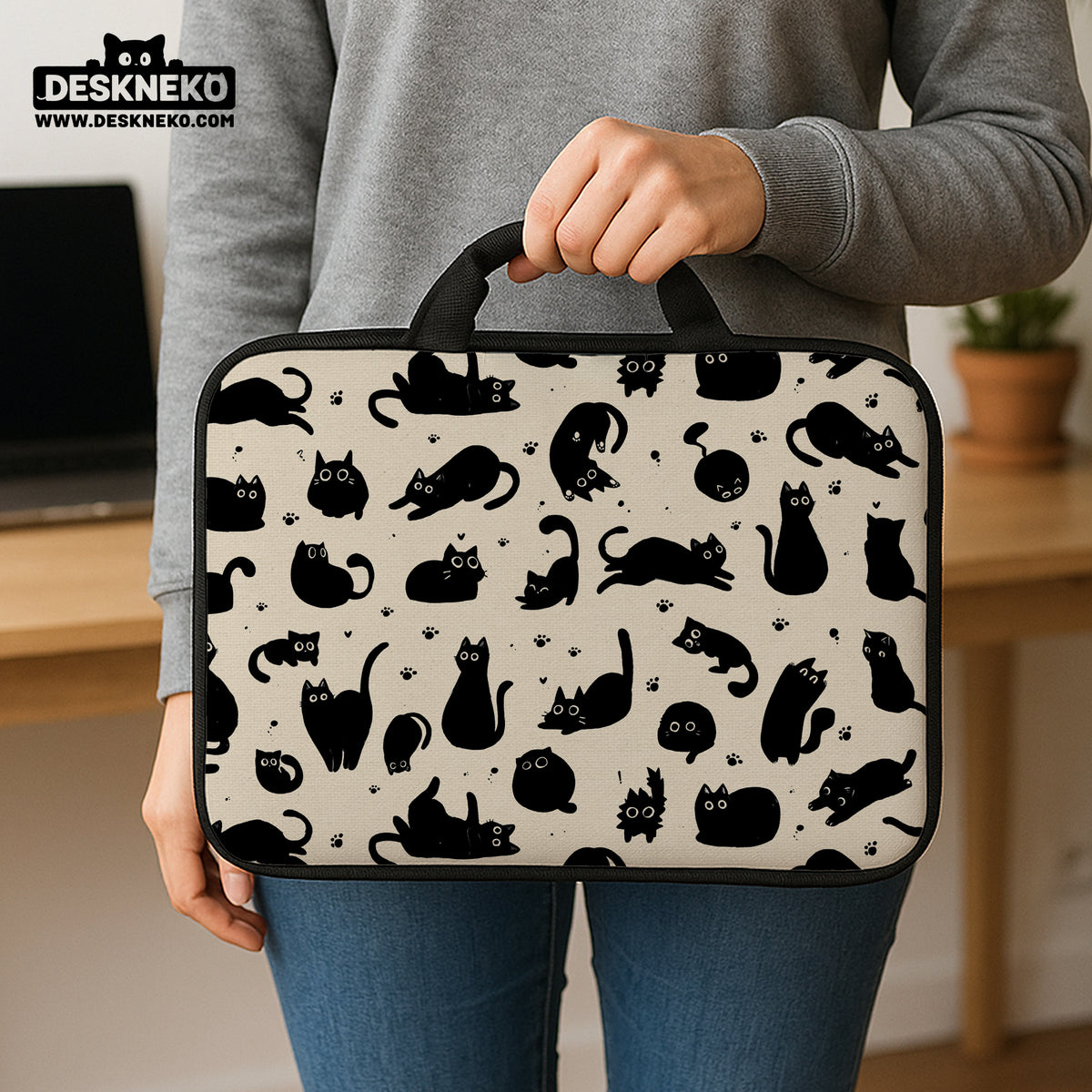 Cat Pattern Laptop Sleeve - Laptop Sleeve - Deskneko - Laptop Sleeves & Bags