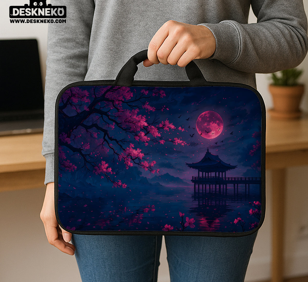 Dark Sakura Night Laptop Sleeves & Bags - Laptop Sleeve - Deskneko - Laptop Sleeves & Bags