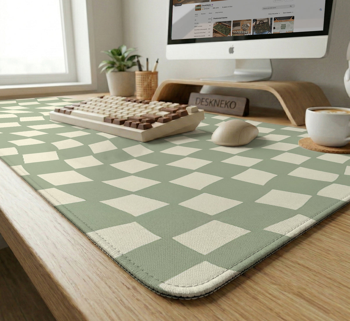 Green Checker Desk Mat - Desk Mat - Deskneko - Desk Mats & Mousepads