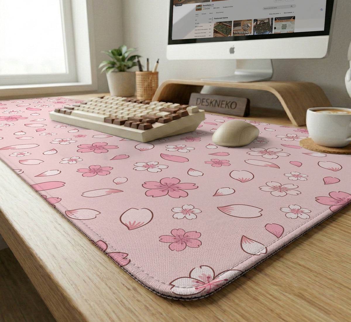 Sakura Gaming Desk Mat - LED Mousepad - Deskneko - Gaming Desk Mats