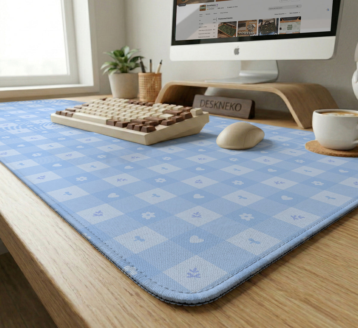 Blue Gingham Desk Mat - Desk Mat - Deskneko - Desk Mats & Mousepads