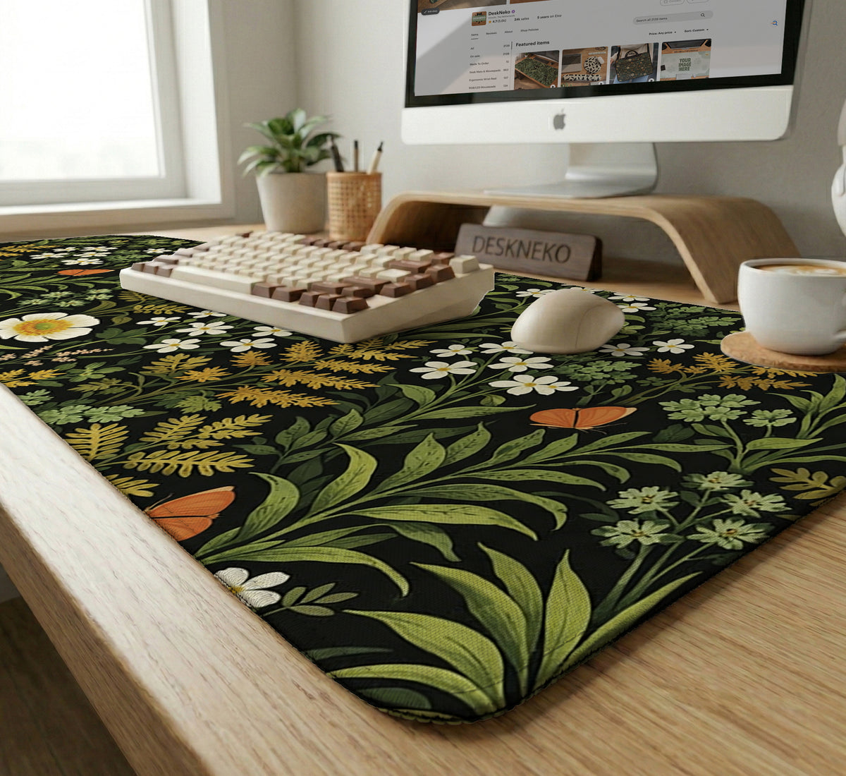 Dark Botanical Desk Mat - Desk Mat - Deskneko - Desk Mats & Mousepads