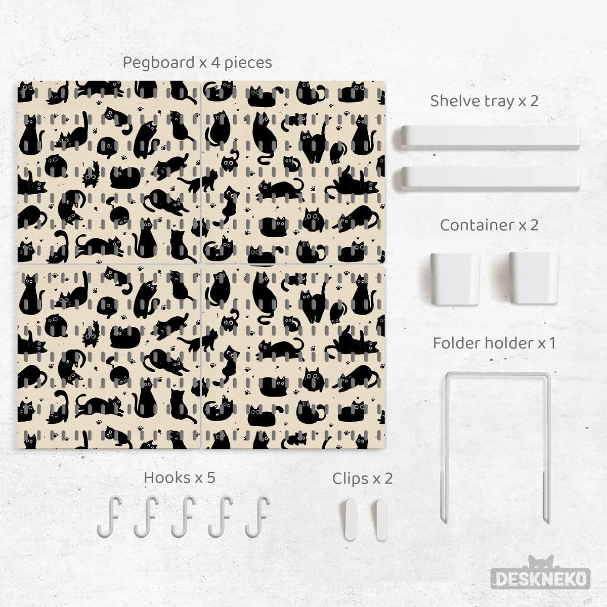Black Cats Pegboard - Deskneko