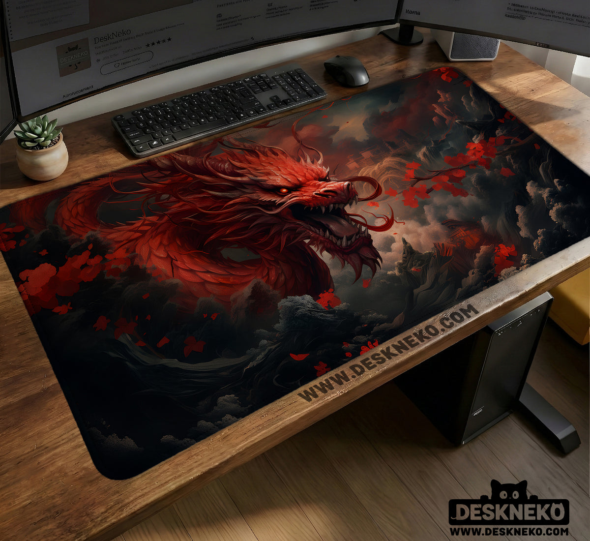 Crimson Red Dragon Desk Mat Mousepad - Desk Mat - Deskneko - Desk Mats & Mousepads