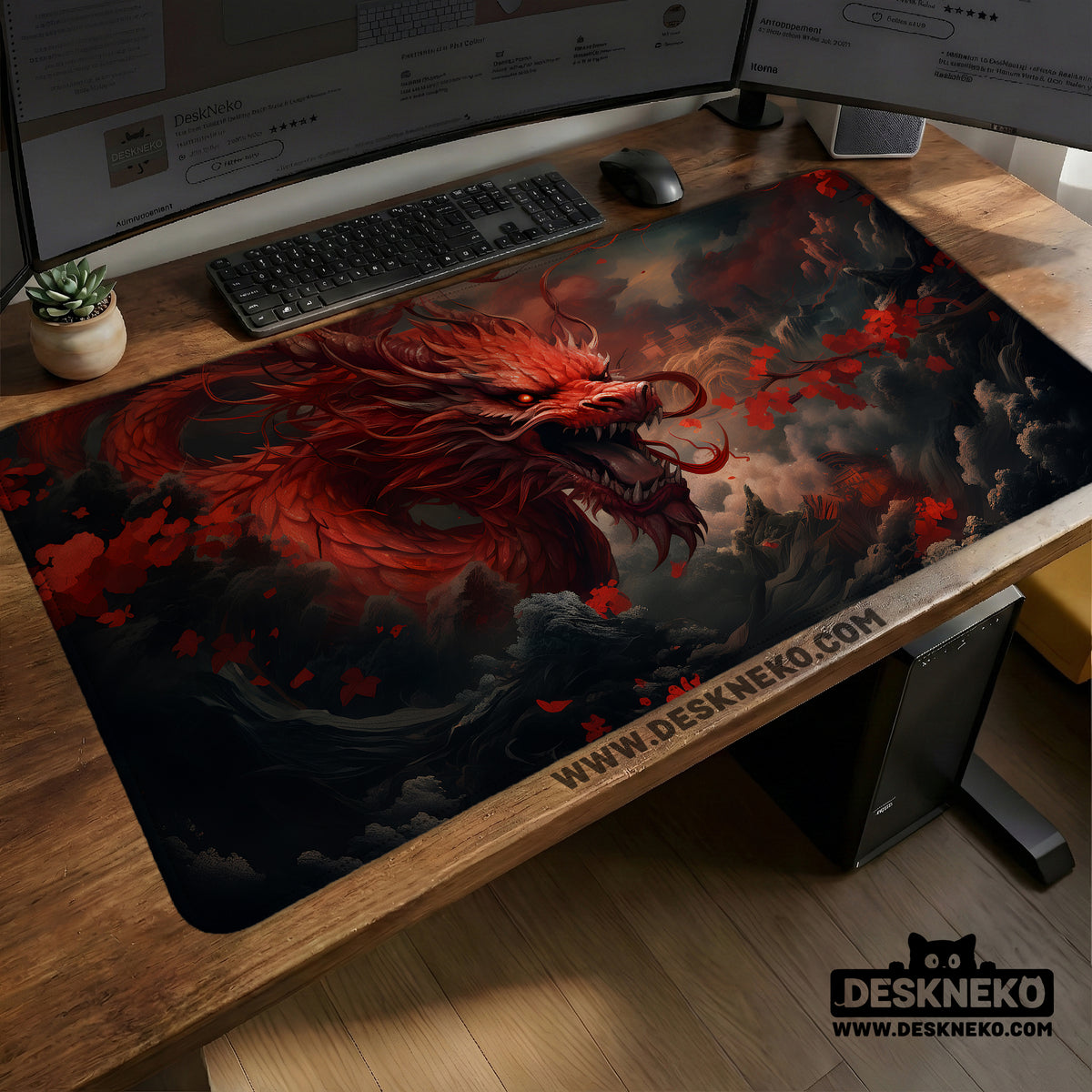 Crimson Red Dragon Desk Mat Mousepad - Desk Mat - Deskneko - Desk Mats & Mousepads