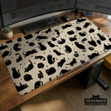 Black Cat Desk Mat, Cute XL Mousepad for Cozy Office and Gaming Setup - Deskneko