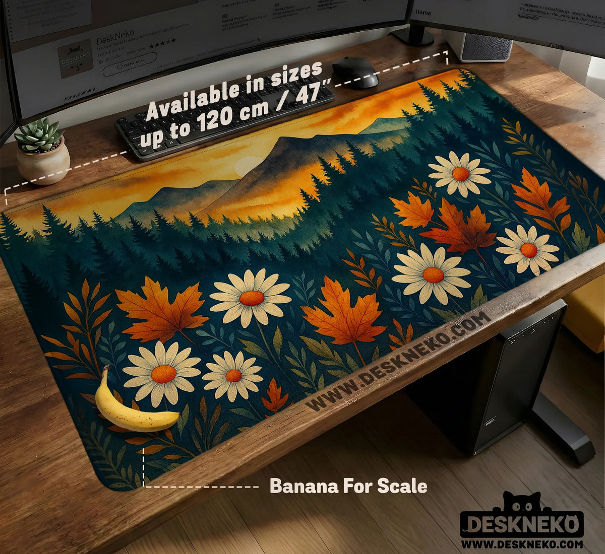 Sunset Forest Mountain Desk Mat - Deskneko