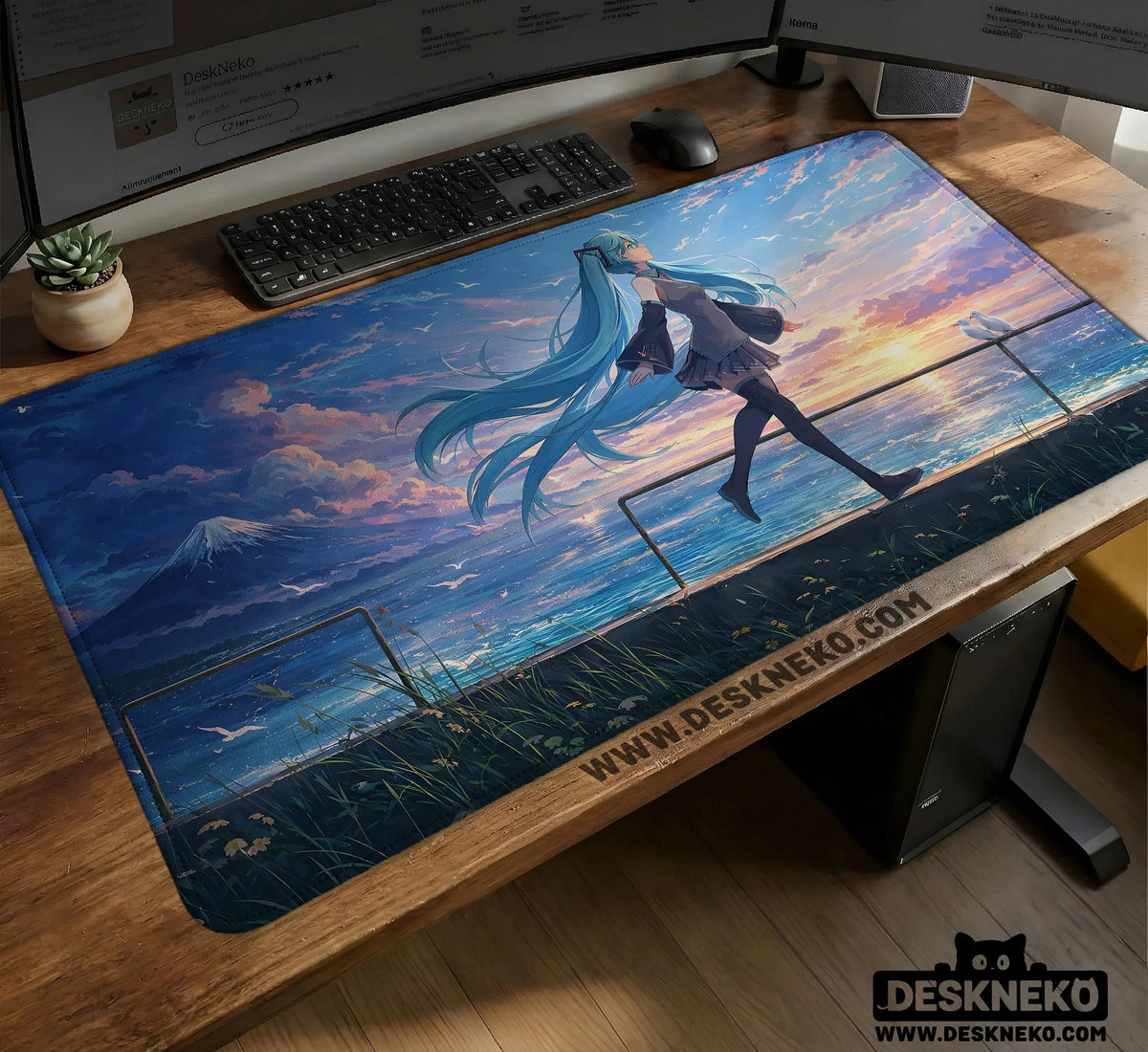 Anime Girl Landscape gaming desk mat mousepad - Deskneko