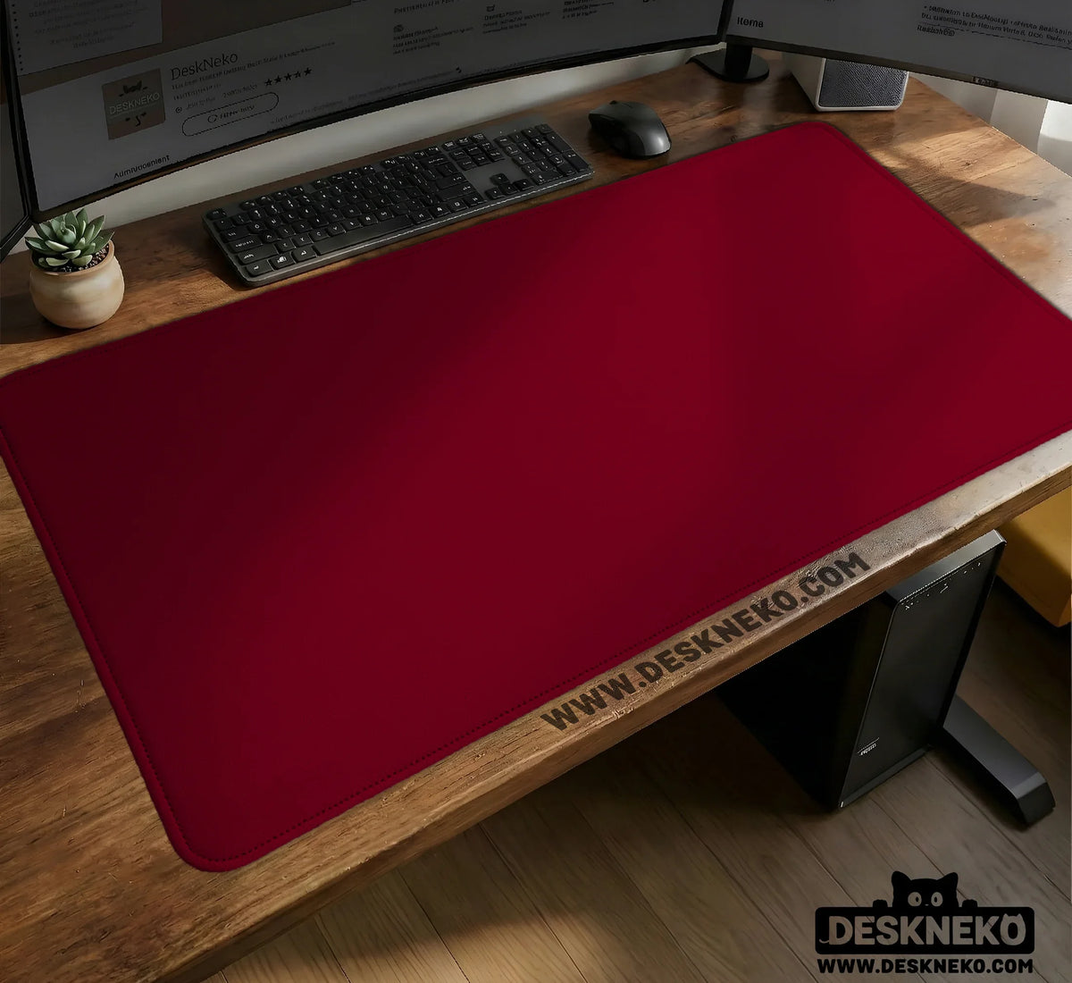 Burgundy Desk Mat for Gaming and Office Desks | Premium Mousepad - Deskneko