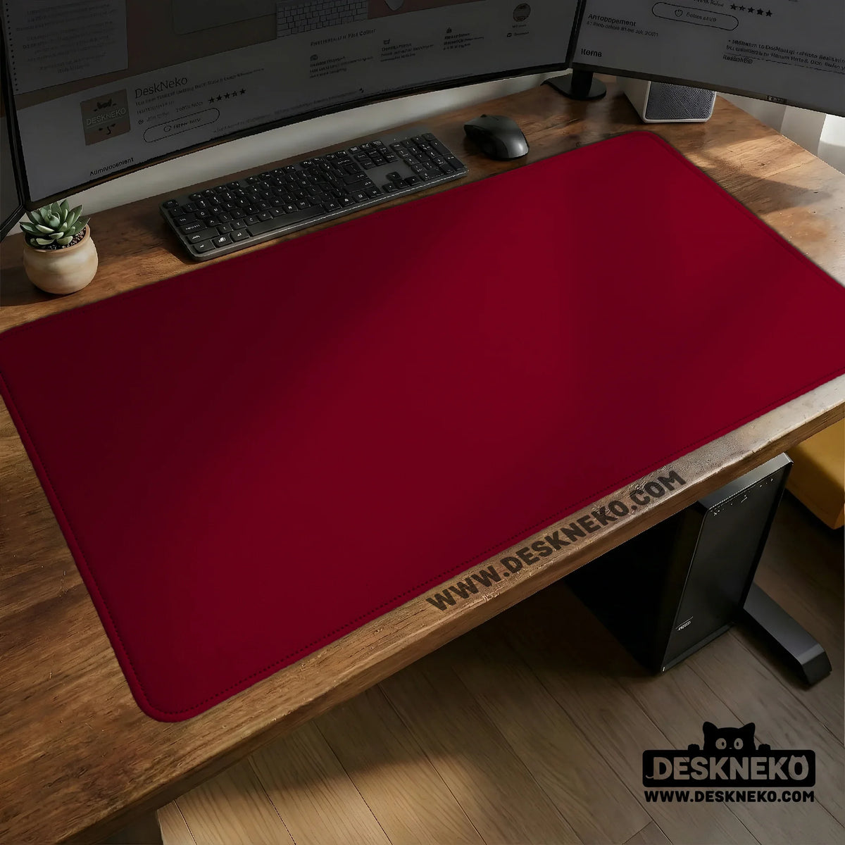 Burgundy Desk Mat for Gaming and Office Desks | Premium Mousepad - Deskneko