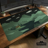 Night Forest Cats Landscape Desk Mat Mousepad XXL - Deskneko