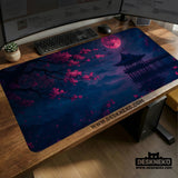Dark Sakura Cherry Blossom Desk Mat - Deskneko
