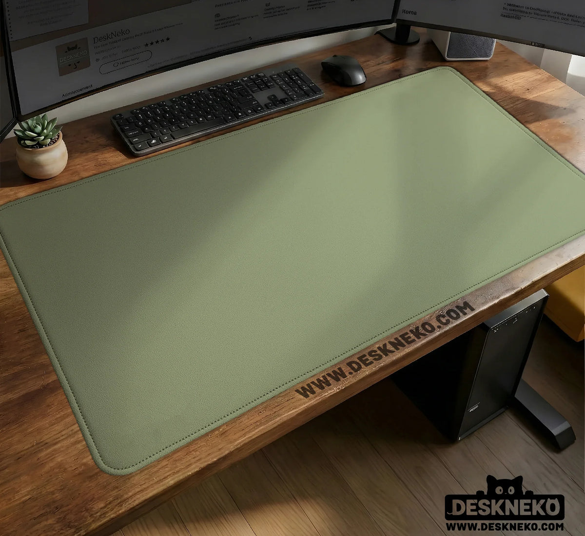 Sage Green Desk Mat XXL Extended Mousepad for Office and Gaming - Deskneko