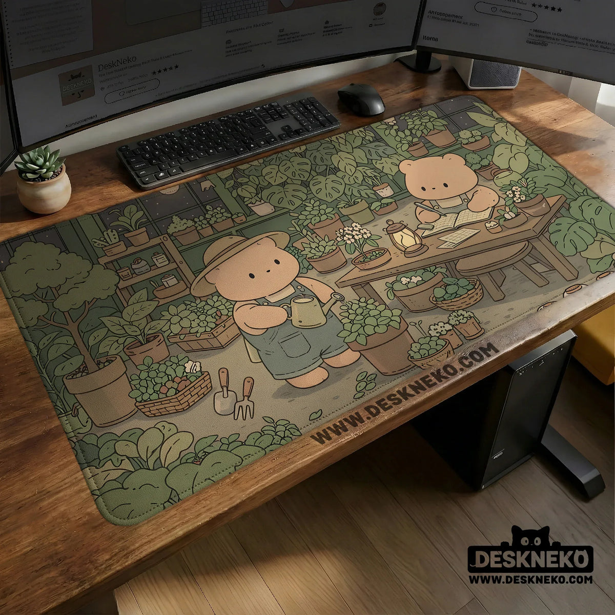 Kawaii Bear Ergonomic Mousepad and Keyboard Wrist Rest Desk Support - Deskneko