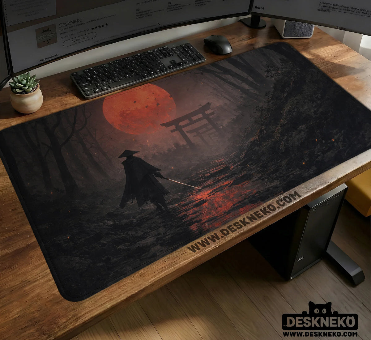 Crimson Samurai Eclipse Desk Mat Mousepad - Deskneko