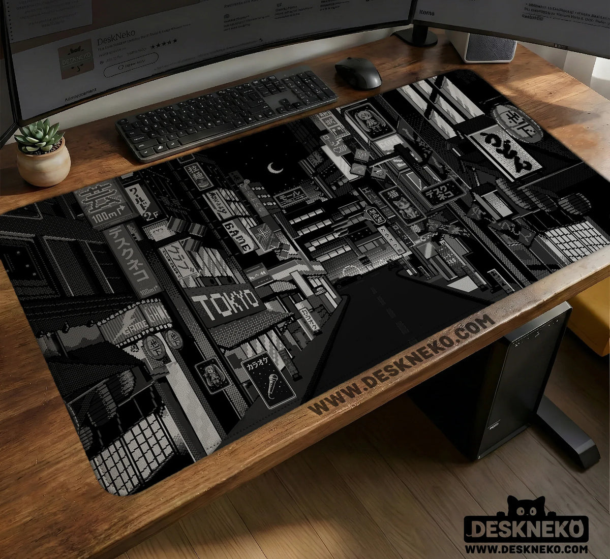 Black White Tokyo Desk Mat - Deskneko