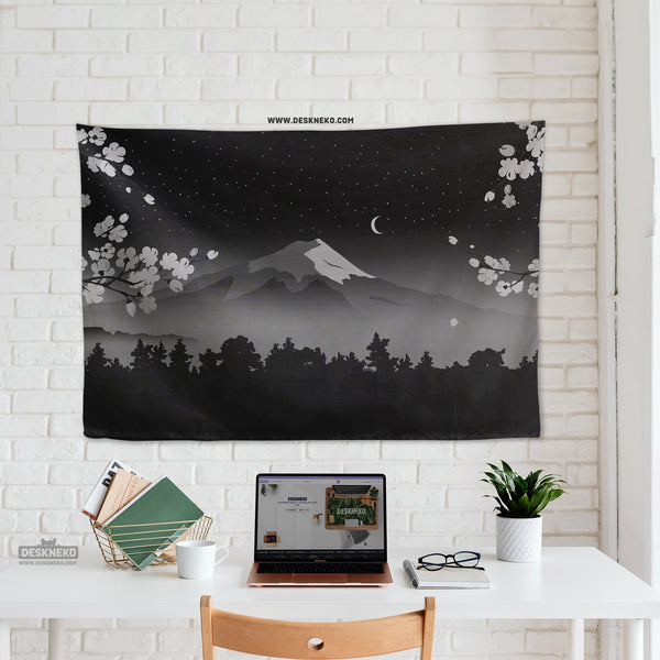 Black Mount Fuji Wall Tapestry - Wall tapestry - Deskneko - Wall Tapestries
