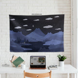 Navy Cat Hills Wall Tapestry Cozy Night Landscape - Deskneko