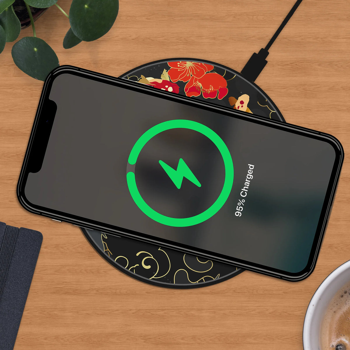 Japanese Koi Floral Wireless Charger - Deskneko