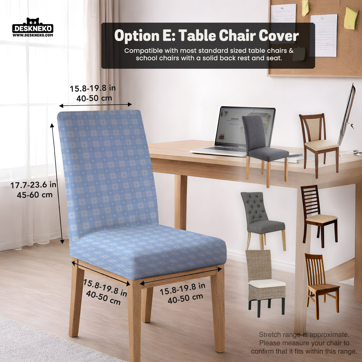 Blue Gingham Desk Chair Cover - Chair Covers - Deskneko - Desk Chair Covers