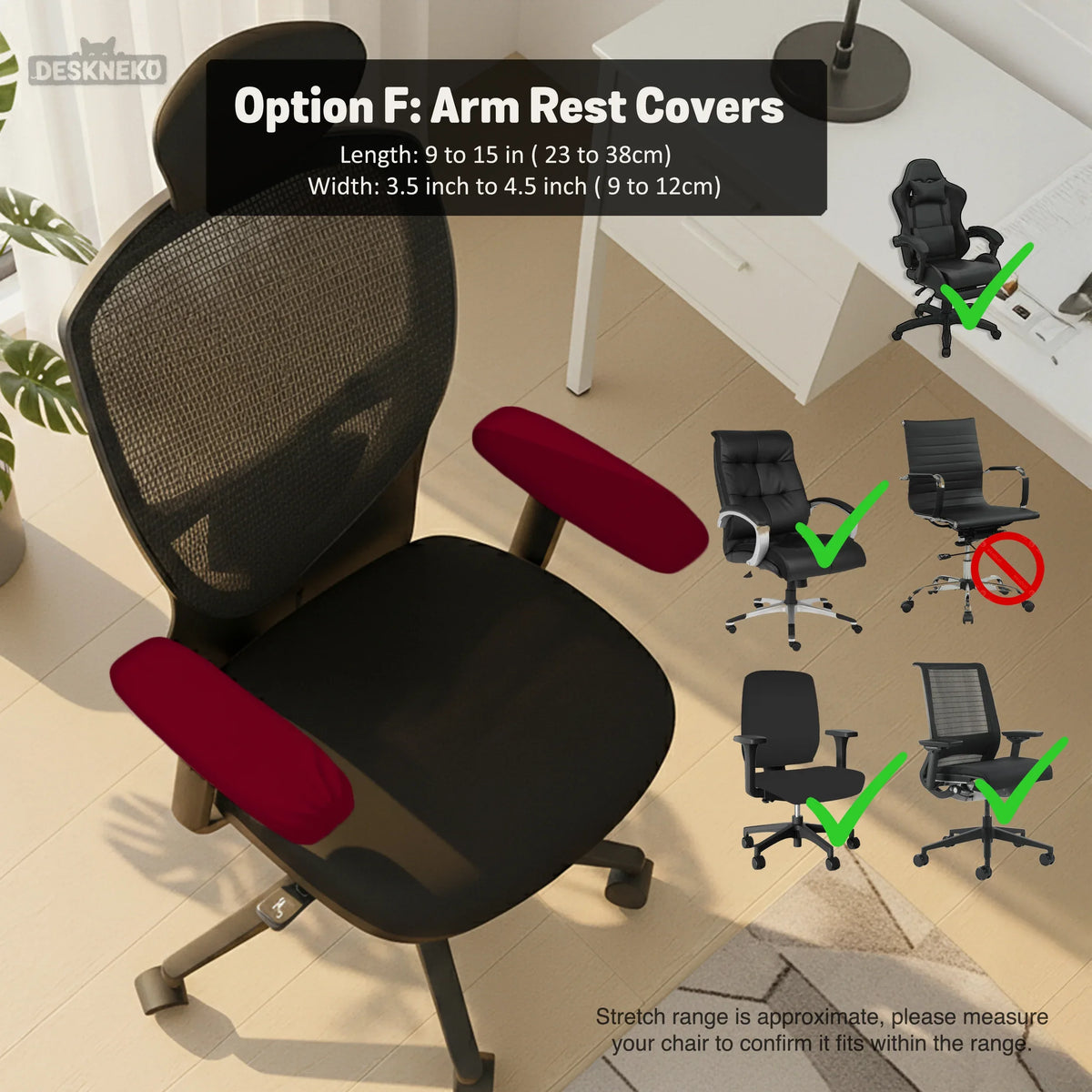 Burgundy Office Chair Cover for Desk Chairs and Home Offices - Deskneko