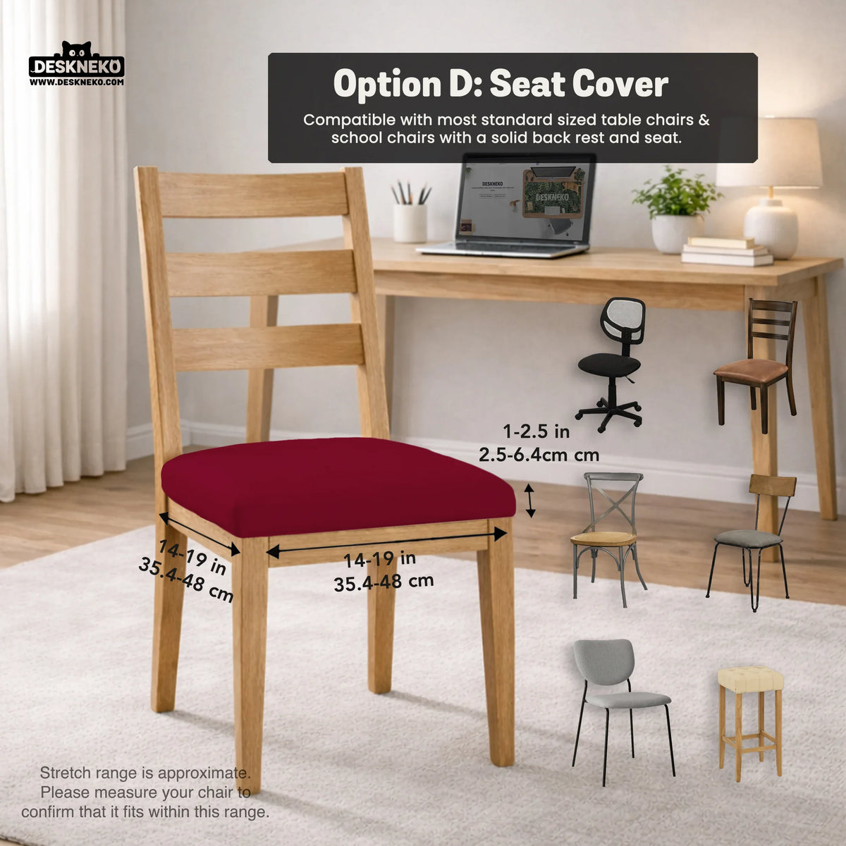 Burgundy Office Chair Cover for Desk Chairs and Home Offices - Deskneko