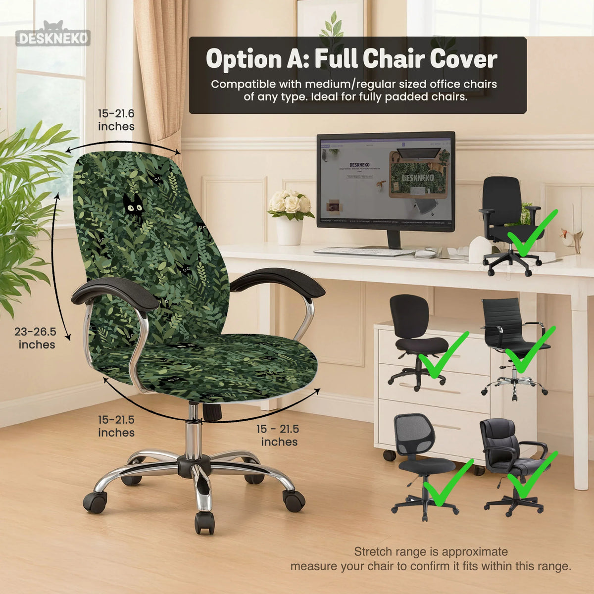 Forest Cat Desk Chair Cover for Office and Gaming Chairs - Deskneko