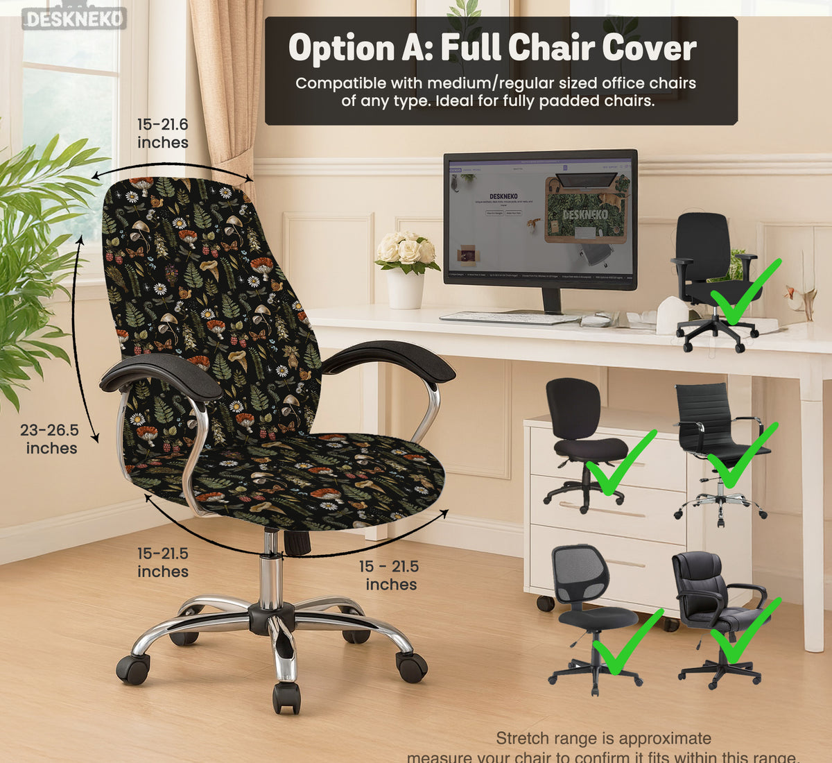 Woodland Pattern Desk Chair Cover - Chair Covers - Deskneko - Desk Chair Covers