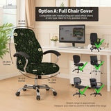Botanical Office Chair Cover with Dark Green Floral Pattern - Deskneko
