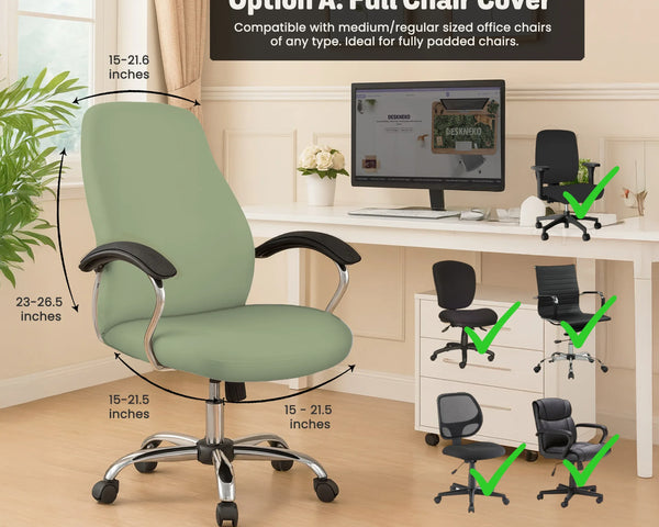 Sage Green Office Chair Cover - Deskneko